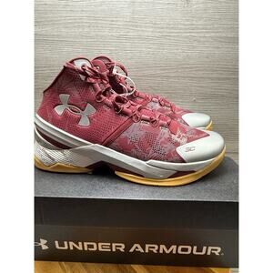 Under Armour Curry 2 Retro UA Domaine Red Silver Gum 3026052-601 Men’s Sz 12